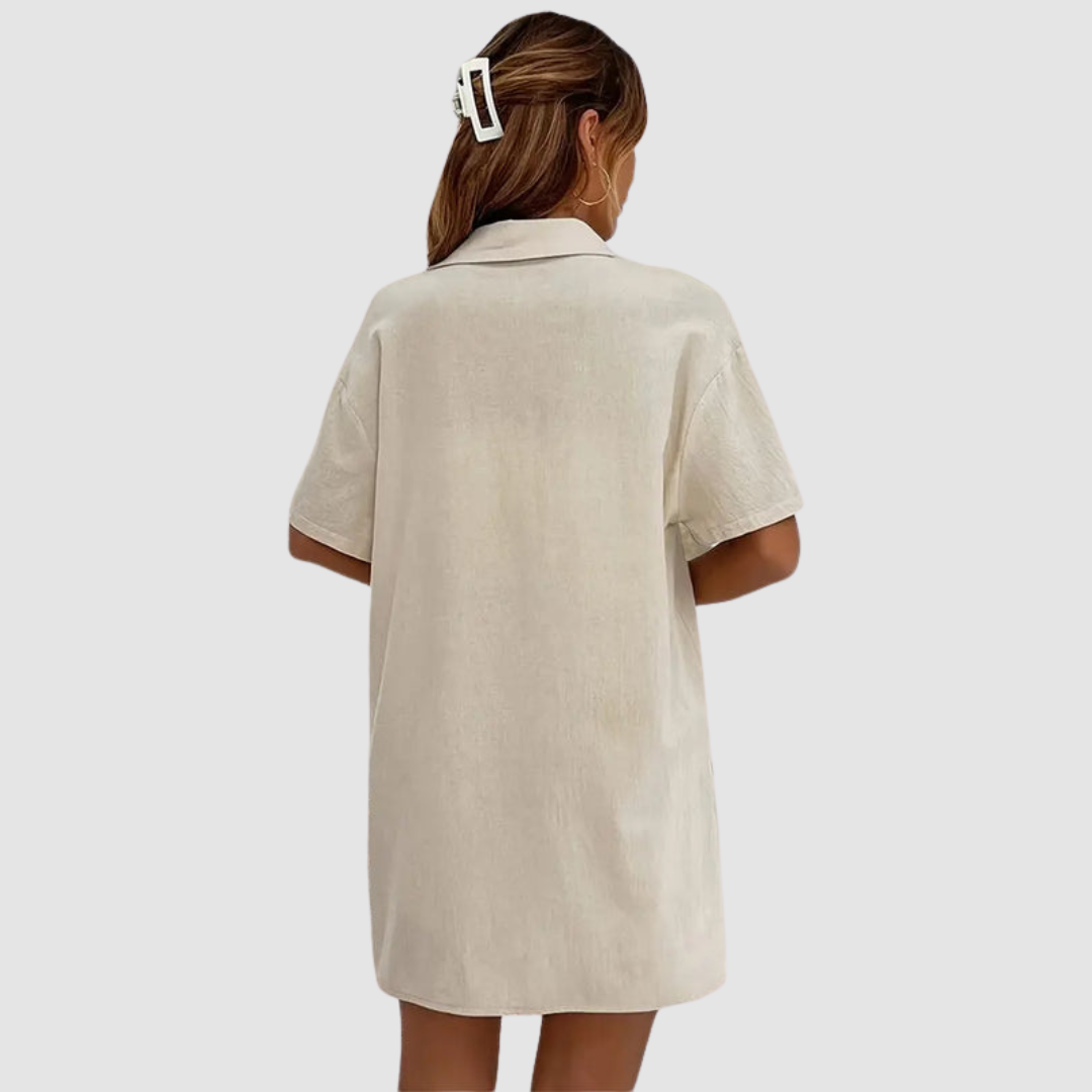 Frances | Women's Two-Piece Summer Set, Short-Sleeve Button-Up Top and Shorts