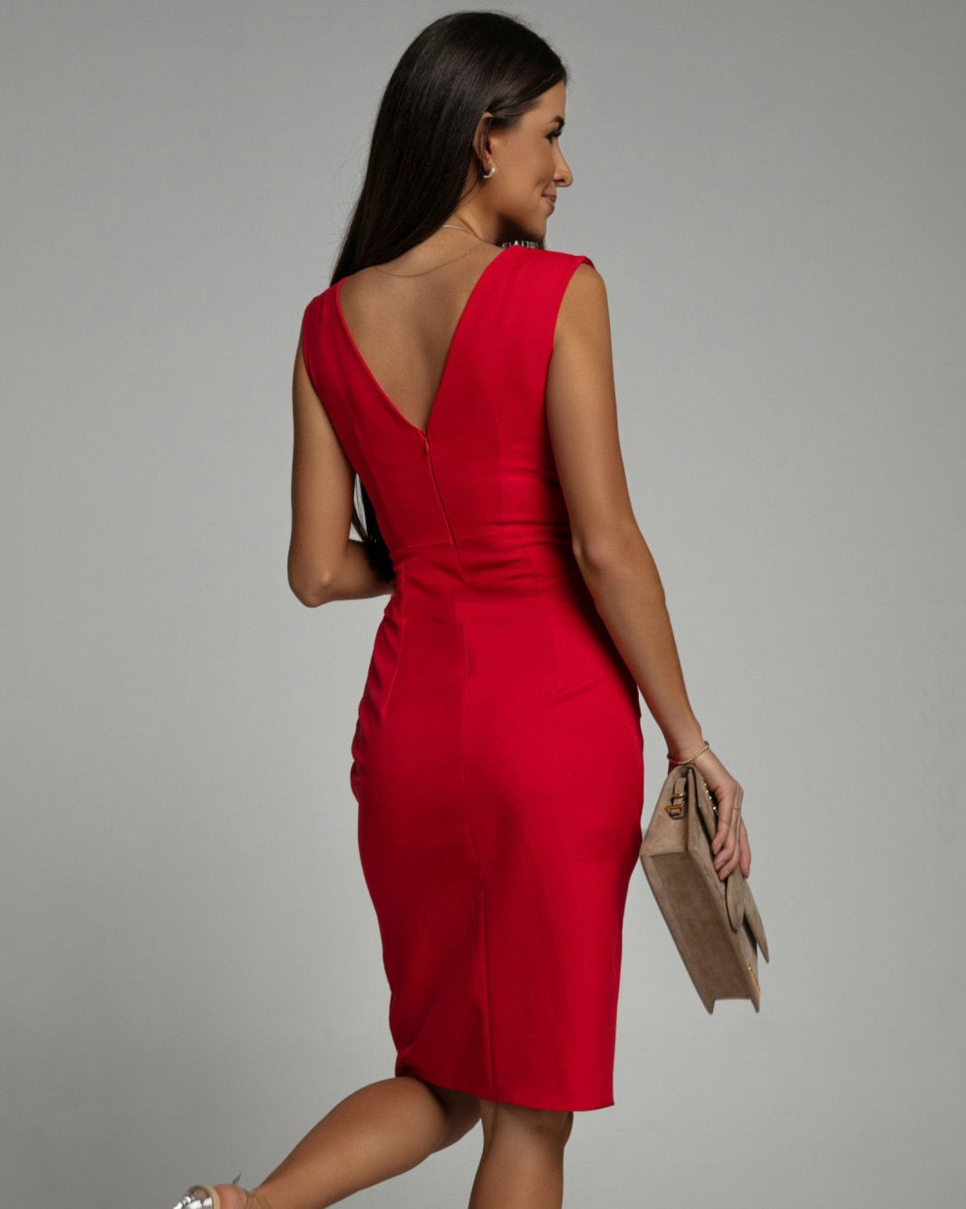 Lavenza | Women's Fitted V-Neck Mini Dress, Side Slit Party Dress for Special Occasions
