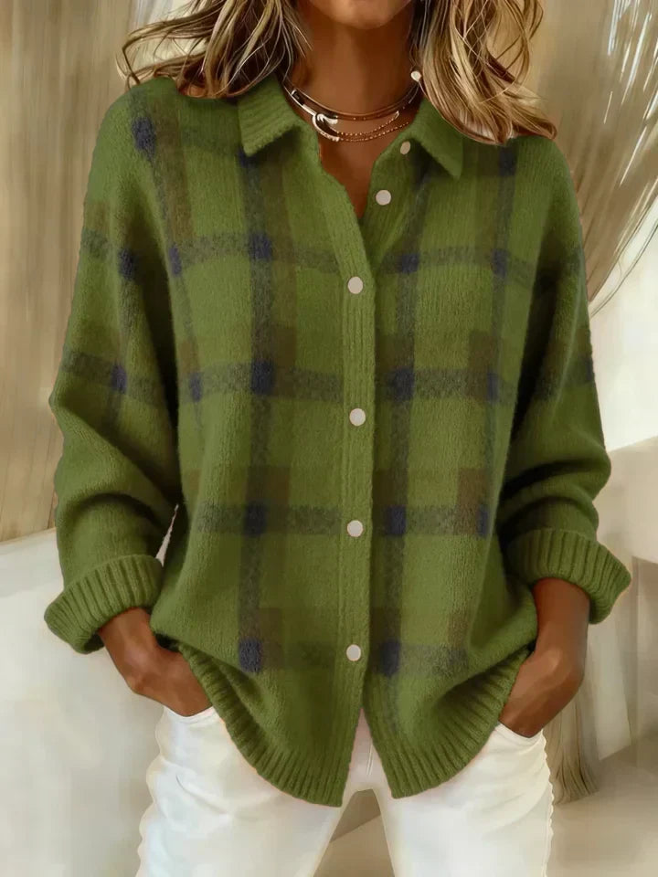 Danique | Women's Retro Plaid Acrylic Blend Sweater, Warm Knit Winter Sweater