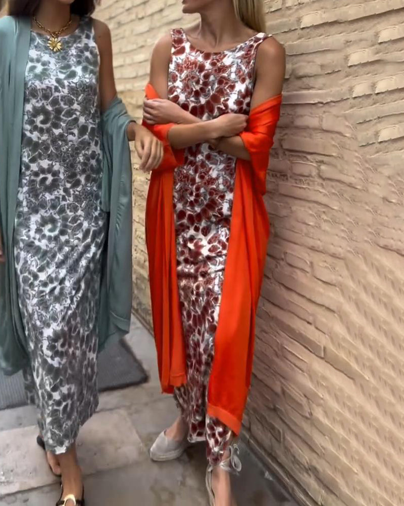 Veronica | Women's Two-Piece Set, Flowing Maxi Dress and Lightweight Jacket for Occasions