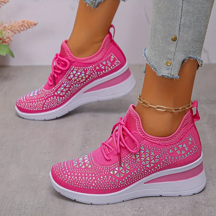 Bonnie | Women's Breathable Mesh Sneakers, Rhinestone Cushioned Comfort Shoes with Arch Support
