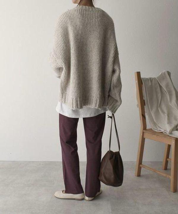 NATHALIA | Women's Chunky Knit Sweater, Relaxed Fit Front Pocket Sweater