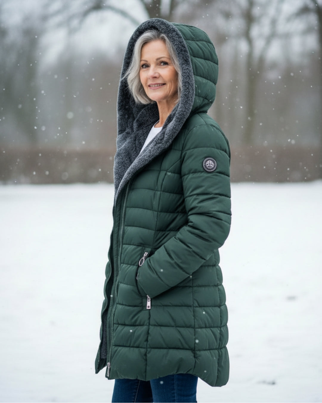 Olivia | Women's Quilted Nylon Puffer Winter Coat, Fleece-Lined Water-Resistant Longline