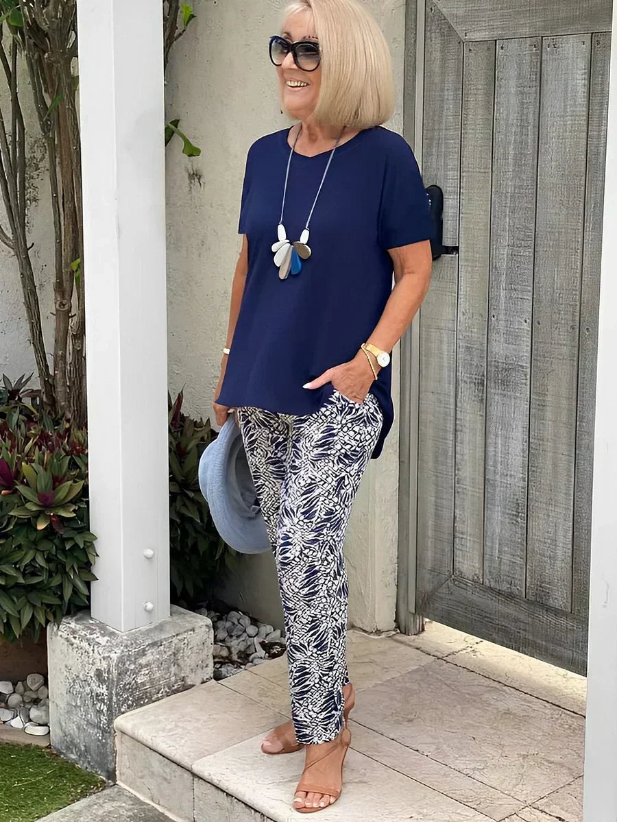 Leticia | Women's Loose Fit Two-Piece Set, Relaxed Top and Wide-Leg Trousers