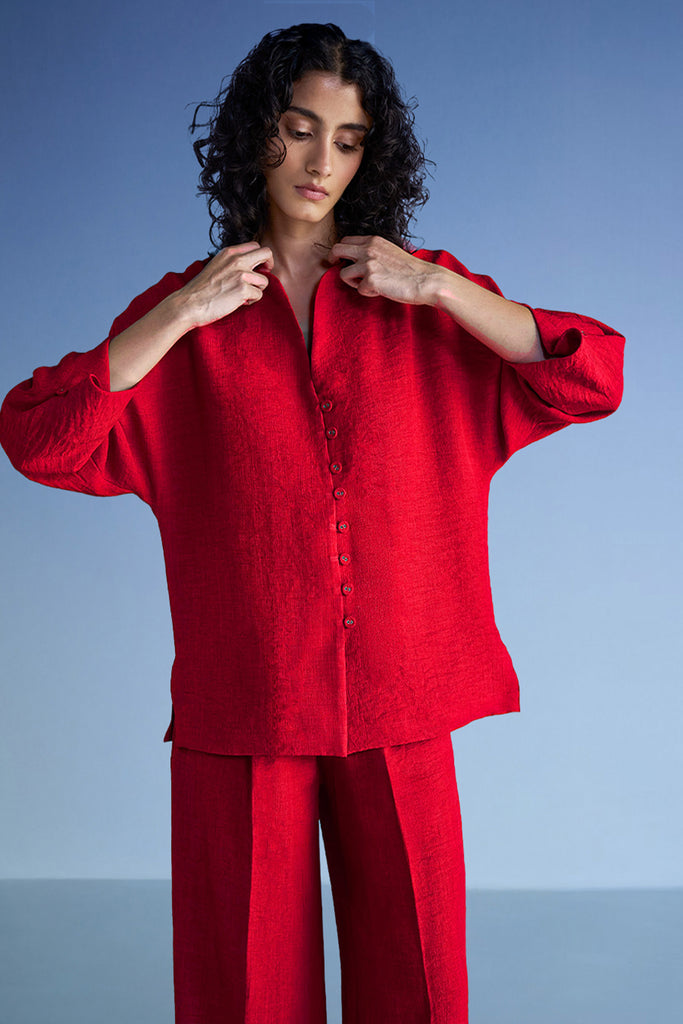 Women's Linen Co-ord Set — Shirt & Wide Leg Pants
