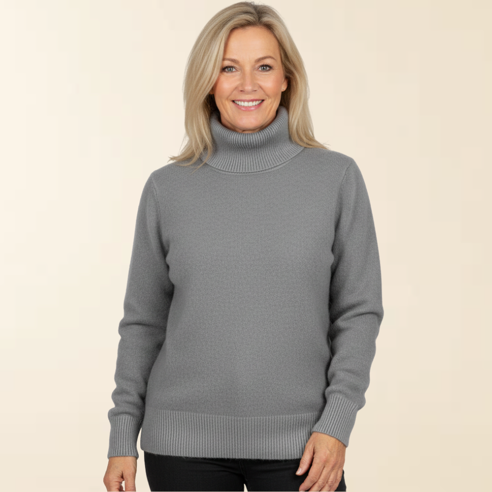 Anna | Women's Lined Turtleneck Sweater, Warm Stretch Knit Winter Pullover