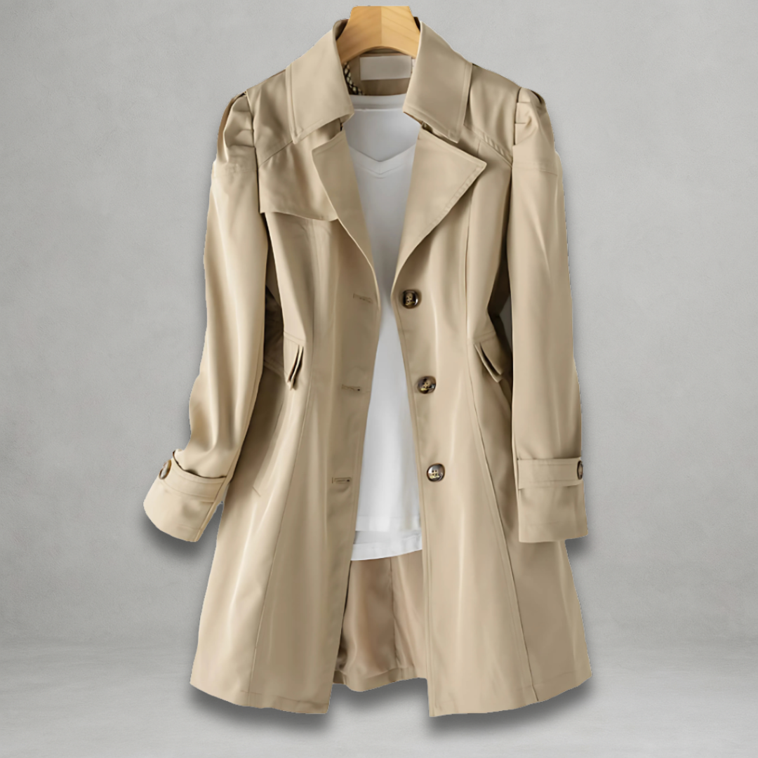 Jamie | Women's Tailored Trench Coat, Sleek Classic Fall Coat for Work and Travel