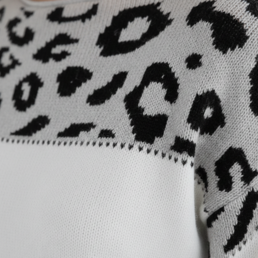 Zoë | Women's Leopard Print Sweater, Soft Relaxed Fit Knit Pullover for Everyday Wear