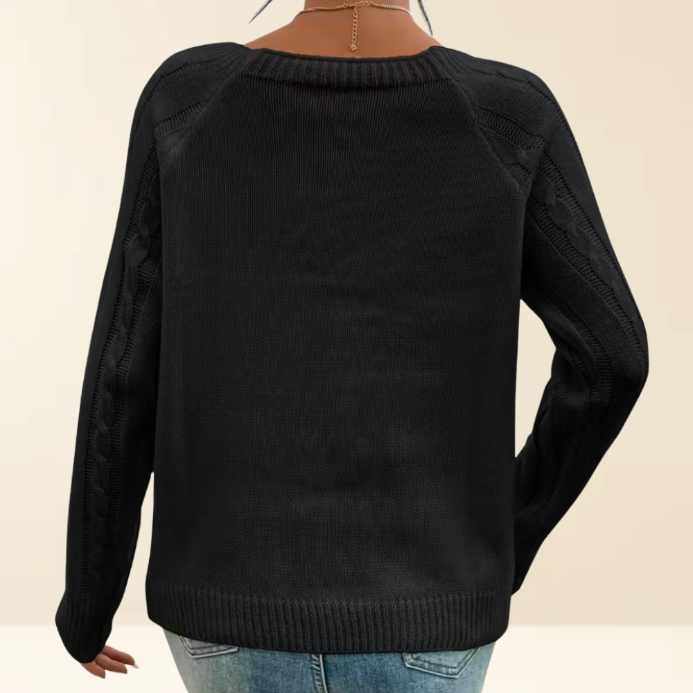 Mea | Women's Button Shoulder Sweater, Warm Lightweight Breathable Knit