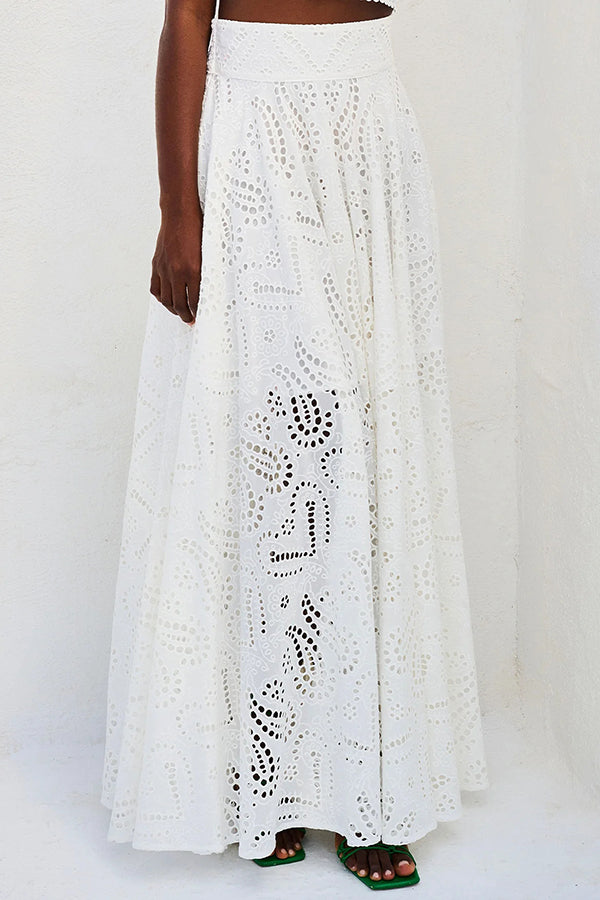 Larissa | Women's Two-Piece Skirt Set, Embroidered Crop Top and High-Waist Maxi Skirt