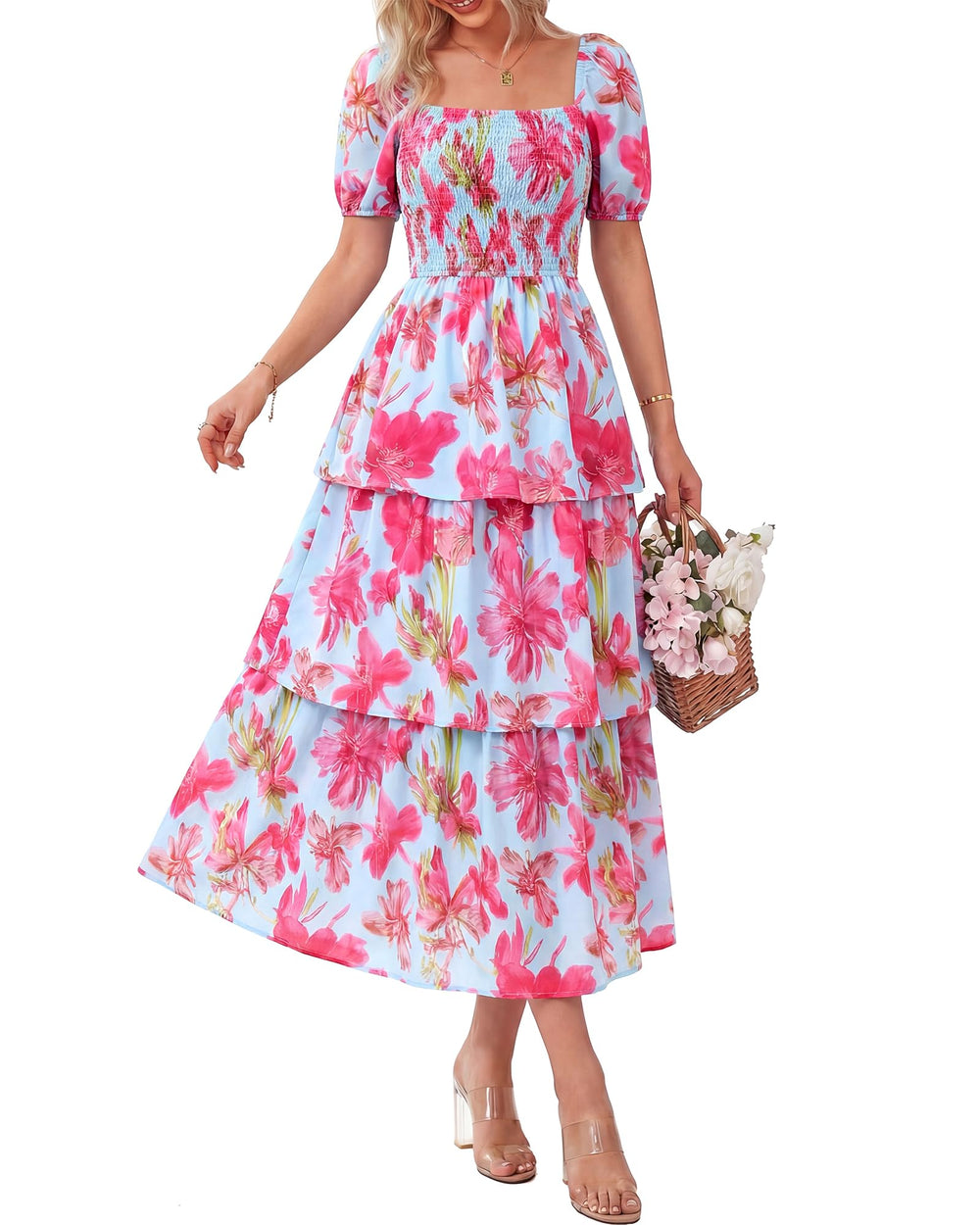 Women's Floral Smocked Tiered Dress