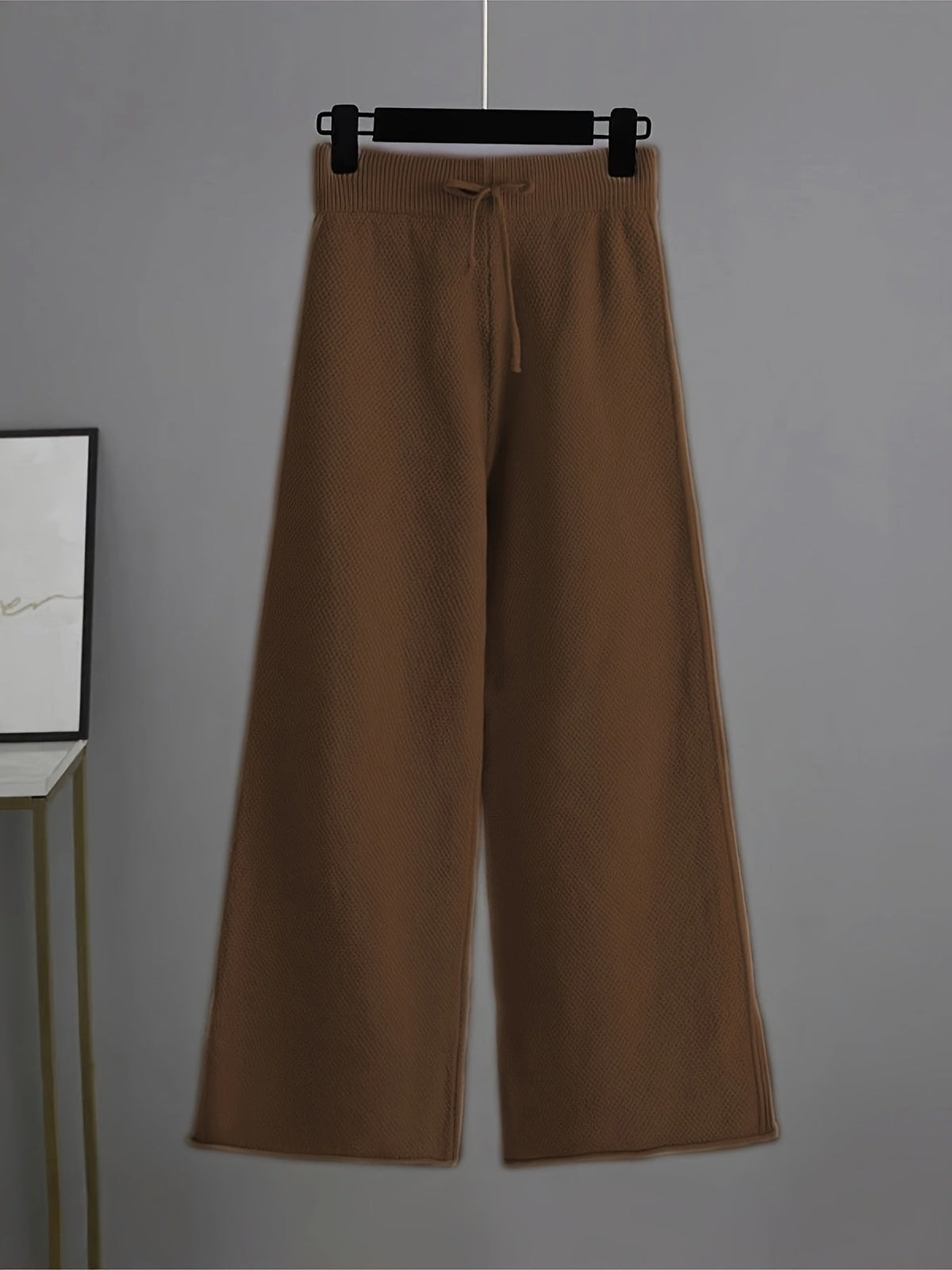 Emily | Women's Knit Two-Piece Loungewear Set, Ribbed Sweater and Wide-Leg Trousers