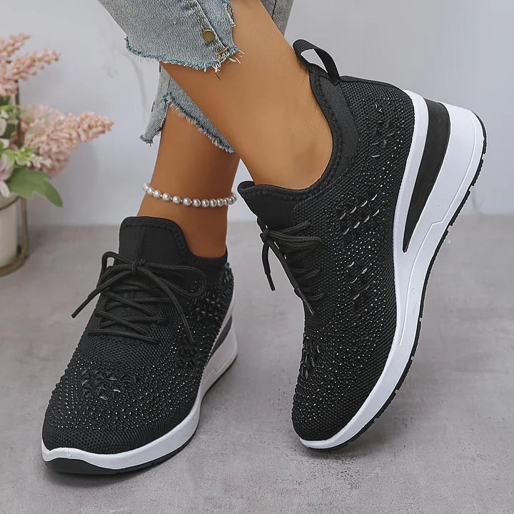 Bonnie | Women's Breathable Mesh Sneakers, Rhinestone Cushioned Comfort Shoes with Arch Support