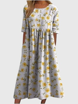 Djala | Women's Embroidered Flowy Dress, Relaxed Fit Casual Summer Dress