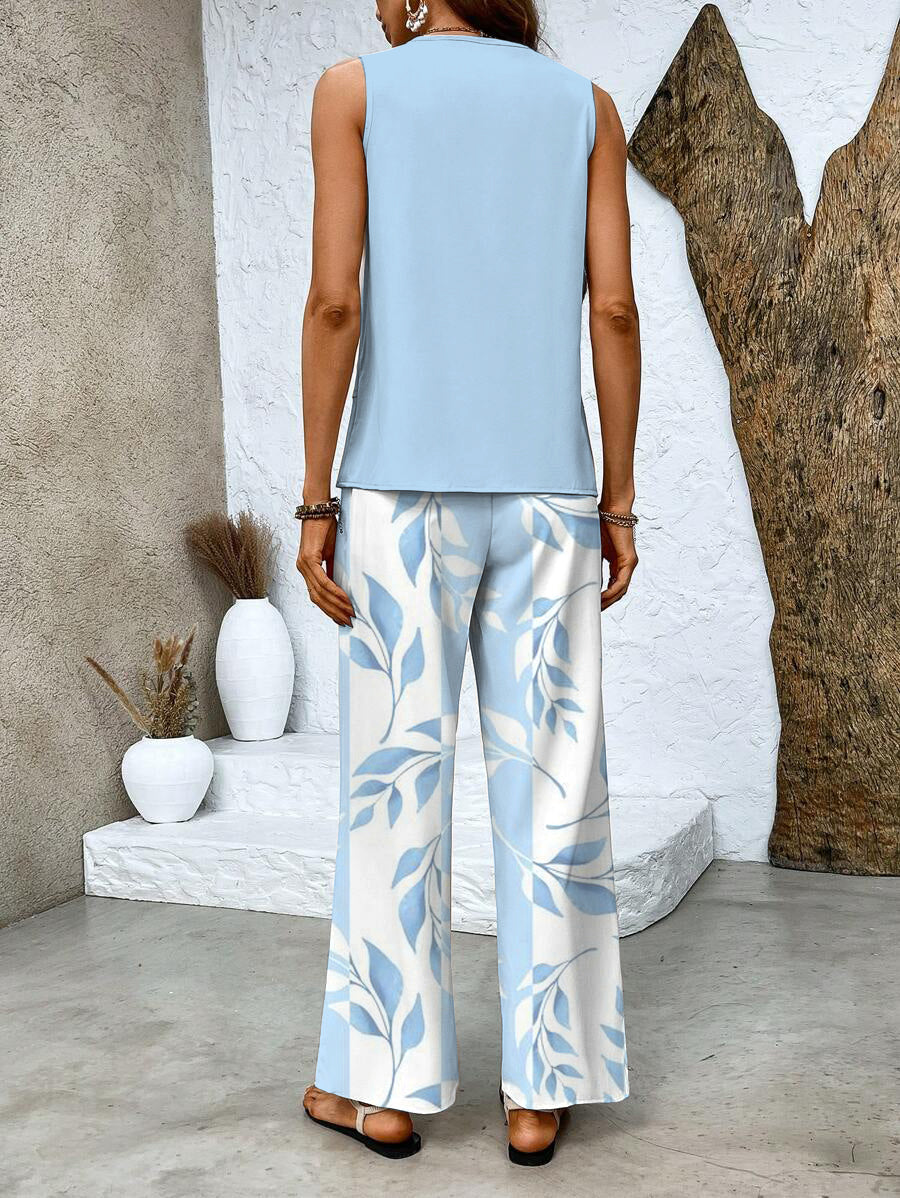 Juliette | Women's Two-Piece Set, Lightweight Flowing Blouse and Wide-Leg Trousers Summer Outfit