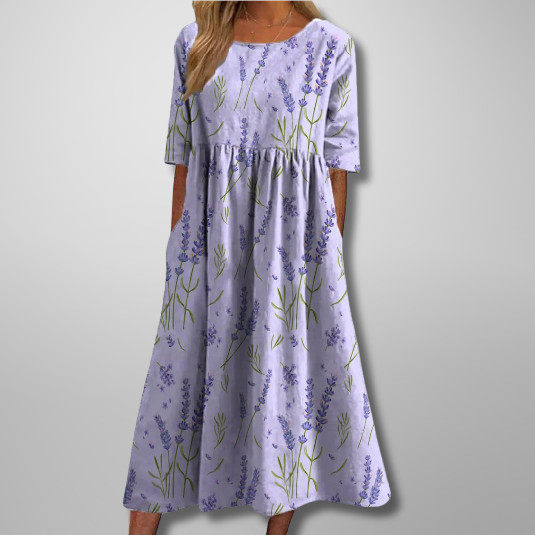 Gail | Women's Relaxed Floral Midi Dress, Lightweight Flowy Day Dress for Brunch