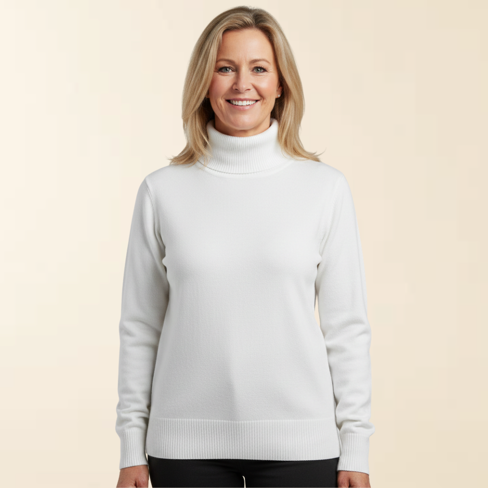 Anna | Women's Lined Turtleneck Sweater, Warm Stretch Knit Winter Pullover