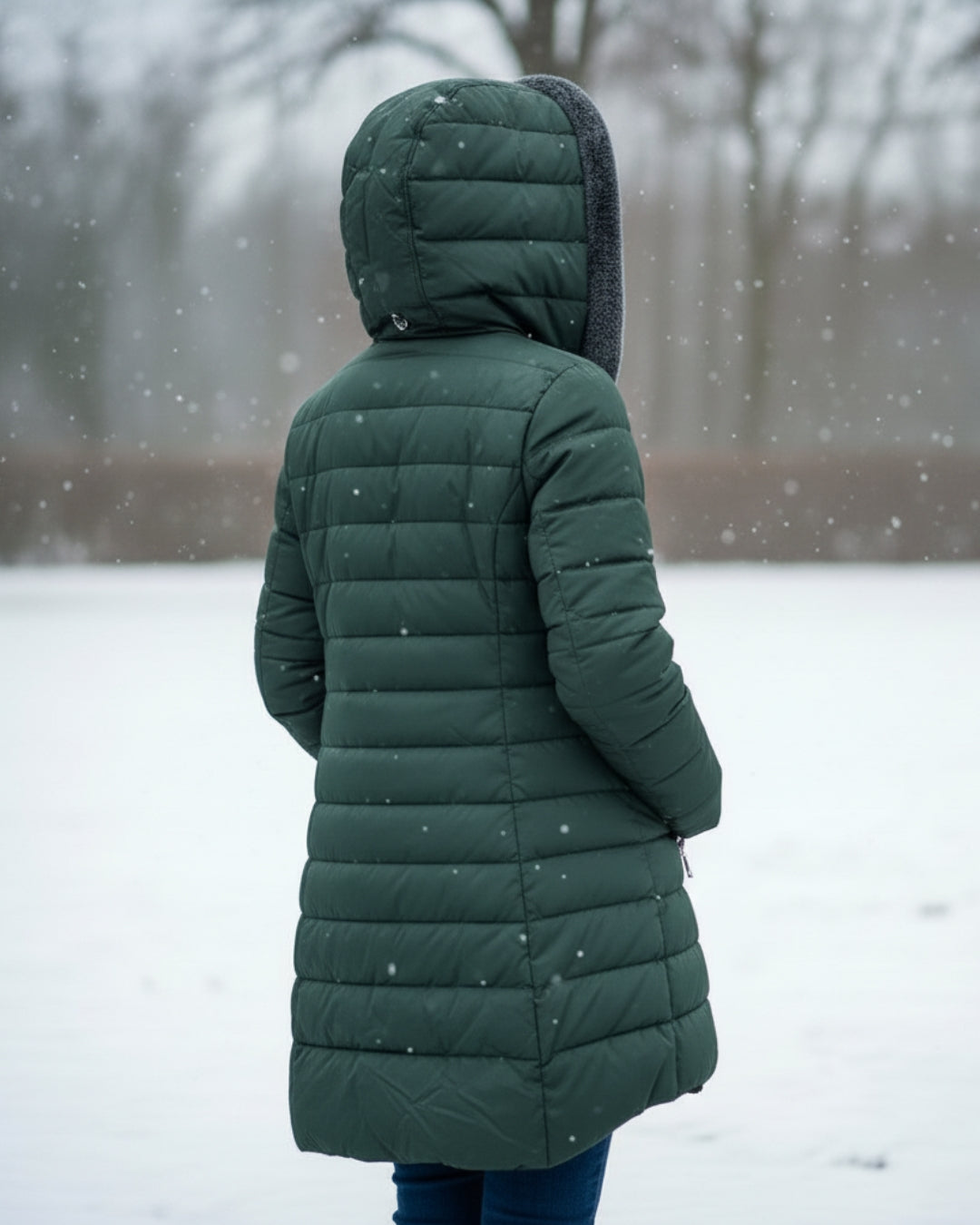 Olivia | Women's Quilted Nylon Puffer Winter Coat, Fleece-Lined Water-Resistant Longline