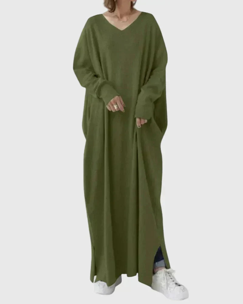 Gryelle | Women's Minimalist Maxi Dress, Sleek Relaxed Fit Dress for Everyday Wear