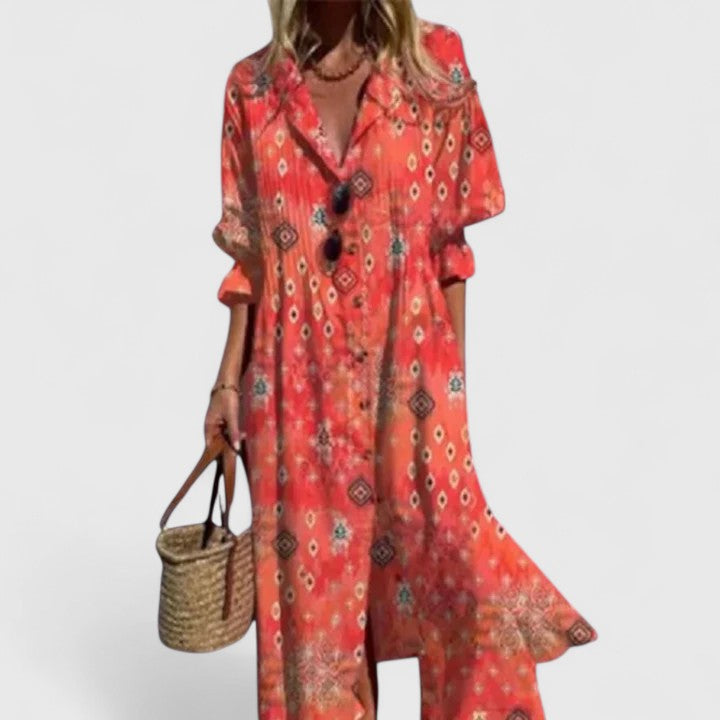 Diane | Women's Boho Print Dress, Relaxed Flowy Casual Dress for Any Occasion