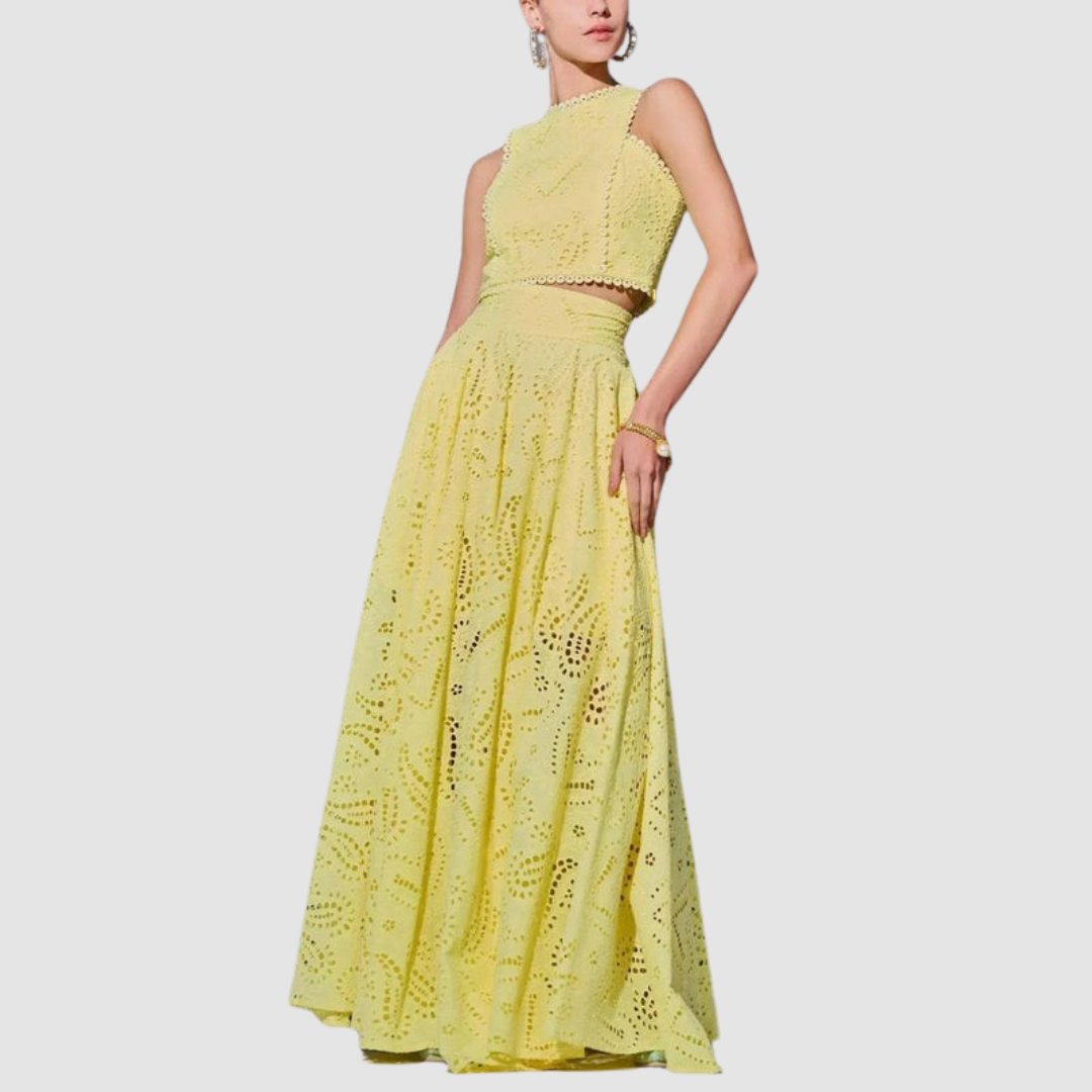 Tallie | Women's Two-Piece Set, Sleeveless Crop Top and Flowy Maxi Skirt for Summer