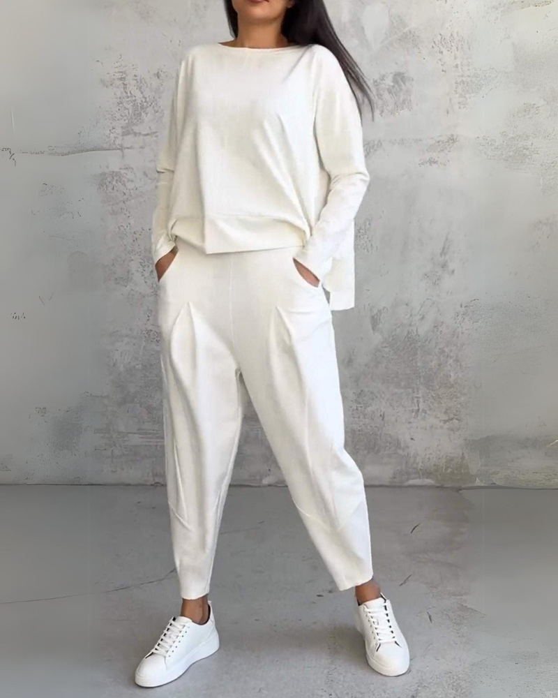 Jackquelin | Women's Two-Piece Lounge Set, Matching Top and Trousers Outfit