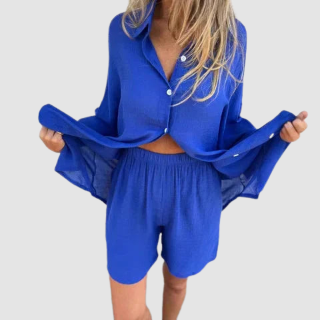 Gennie | Women's Two-Piece Suit Set, Cropped Blazer and High-Waist Pencil Skirt Office Outfit