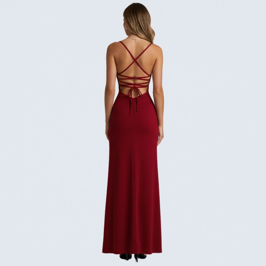 Marilyn | Women's Open-Back Slip Maxi Dress, Elegant Party Dress for Evening Occasions