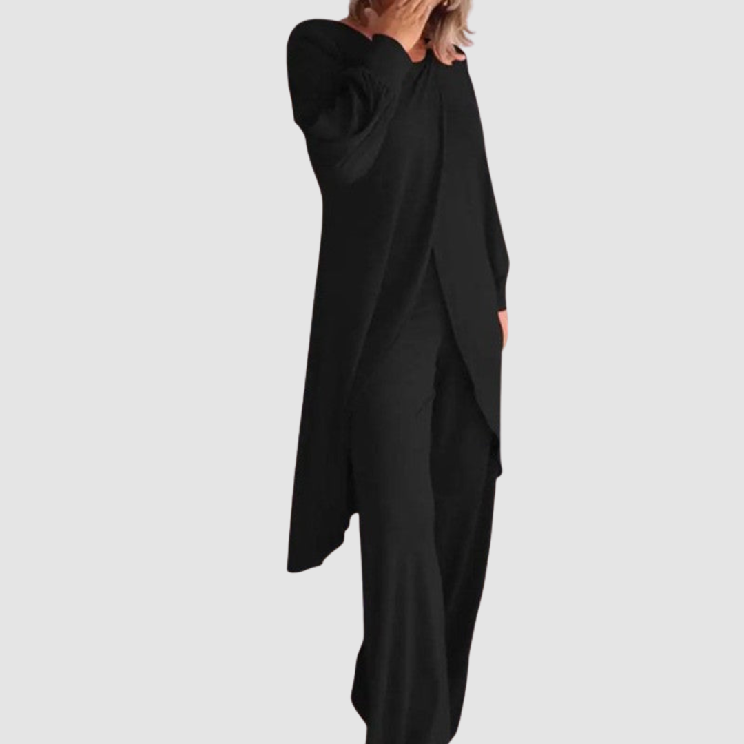 Laine | Women's Two-Piece Set, Longline Top and Relaxed Trousers Everyday Outfit