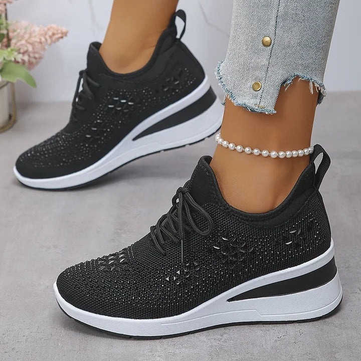 Bonnie | Women's Breathable Mesh Sneakers, Rhinestone Cushioned Comfort Shoes with Arch Support