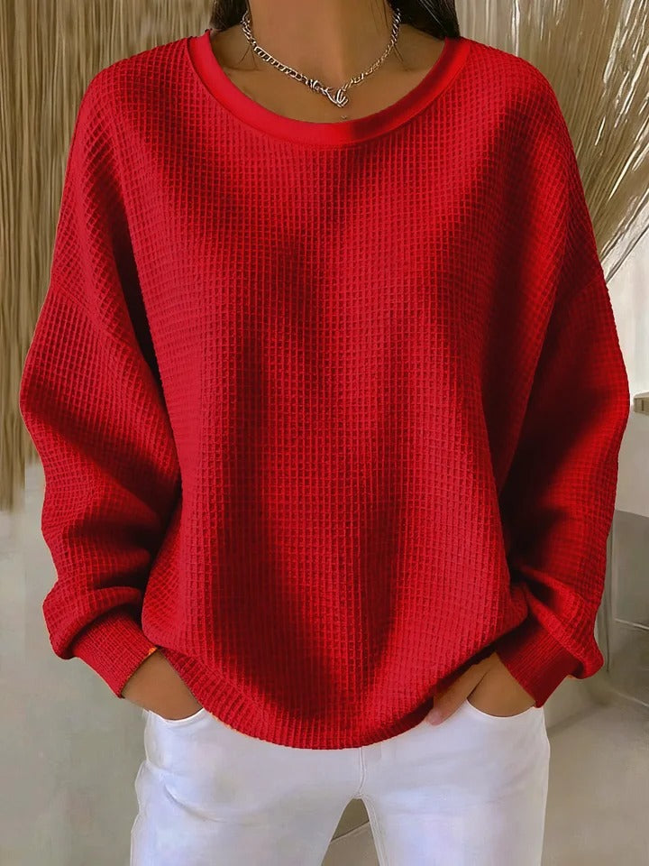 Elora | Women's Textured Knit Sweater, Soft Relaxed Fit Casual Pullover