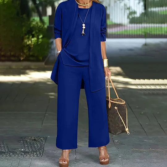 Laney | Women's Three-Piece Set, Coordinated Top Cardigan and Wide-Leg Trousers Outfit