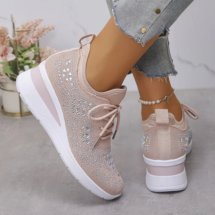 Bonnie | Women's Breathable Mesh Sneakers, Rhinestone Cushioned Comfort Shoes with Arch Support