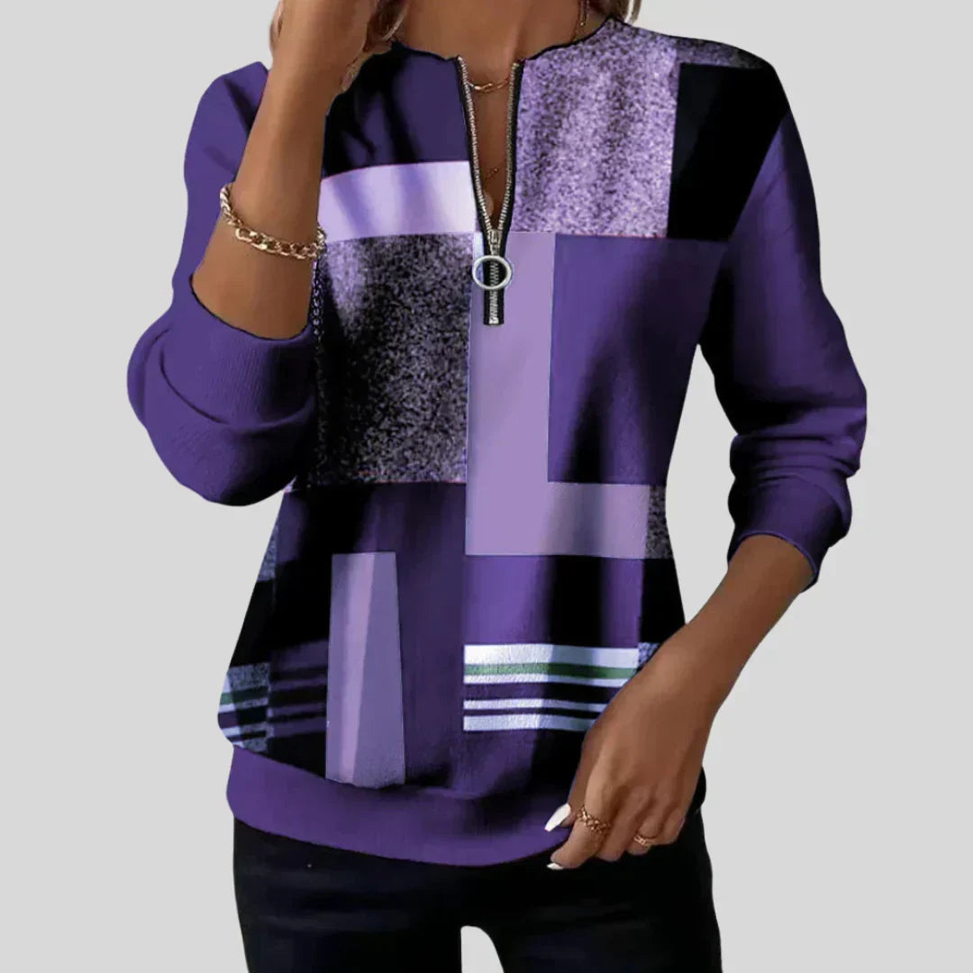 Velstine | Women's Knitted Zip-Up Sweater, Relaxed Fit Everyday Sweater