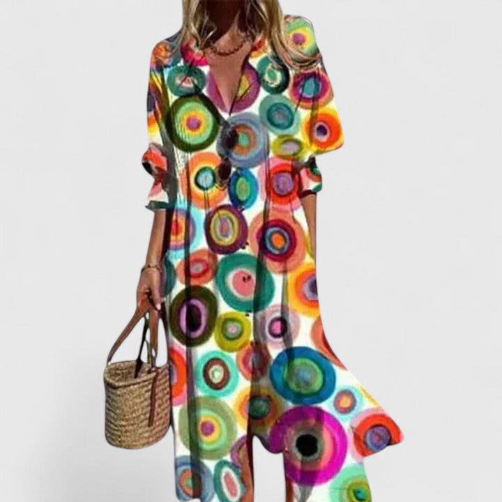 Diane | Women's Boho Print Dress, Relaxed Flowy Casual Dress for Any Occasion
