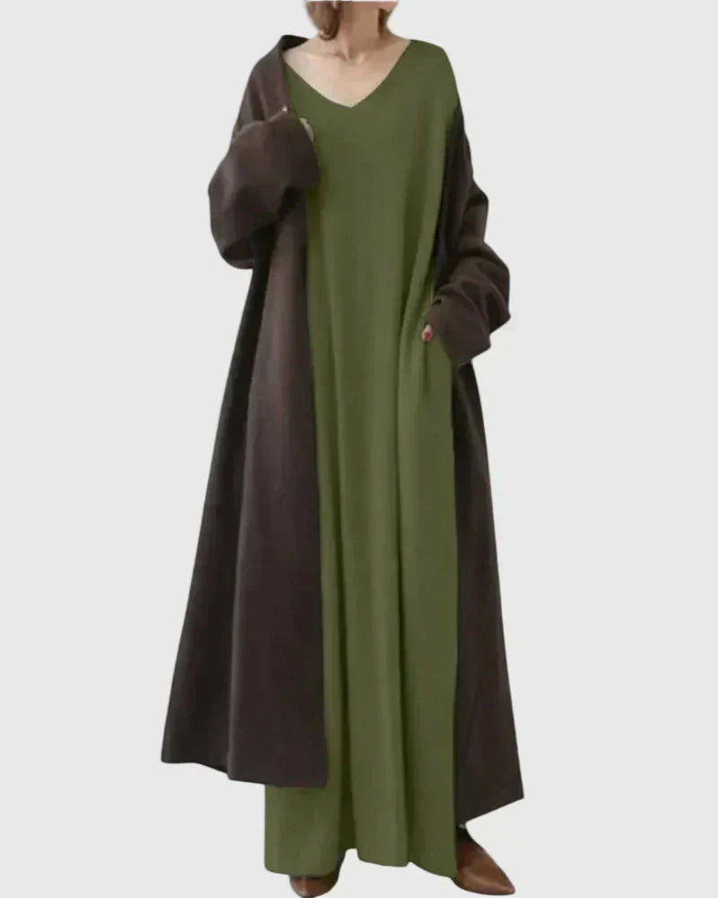 Gryelle | Women's Minimalist Maxi Dress, Sleek Relaxed Fit Dress for Everyday Wear
