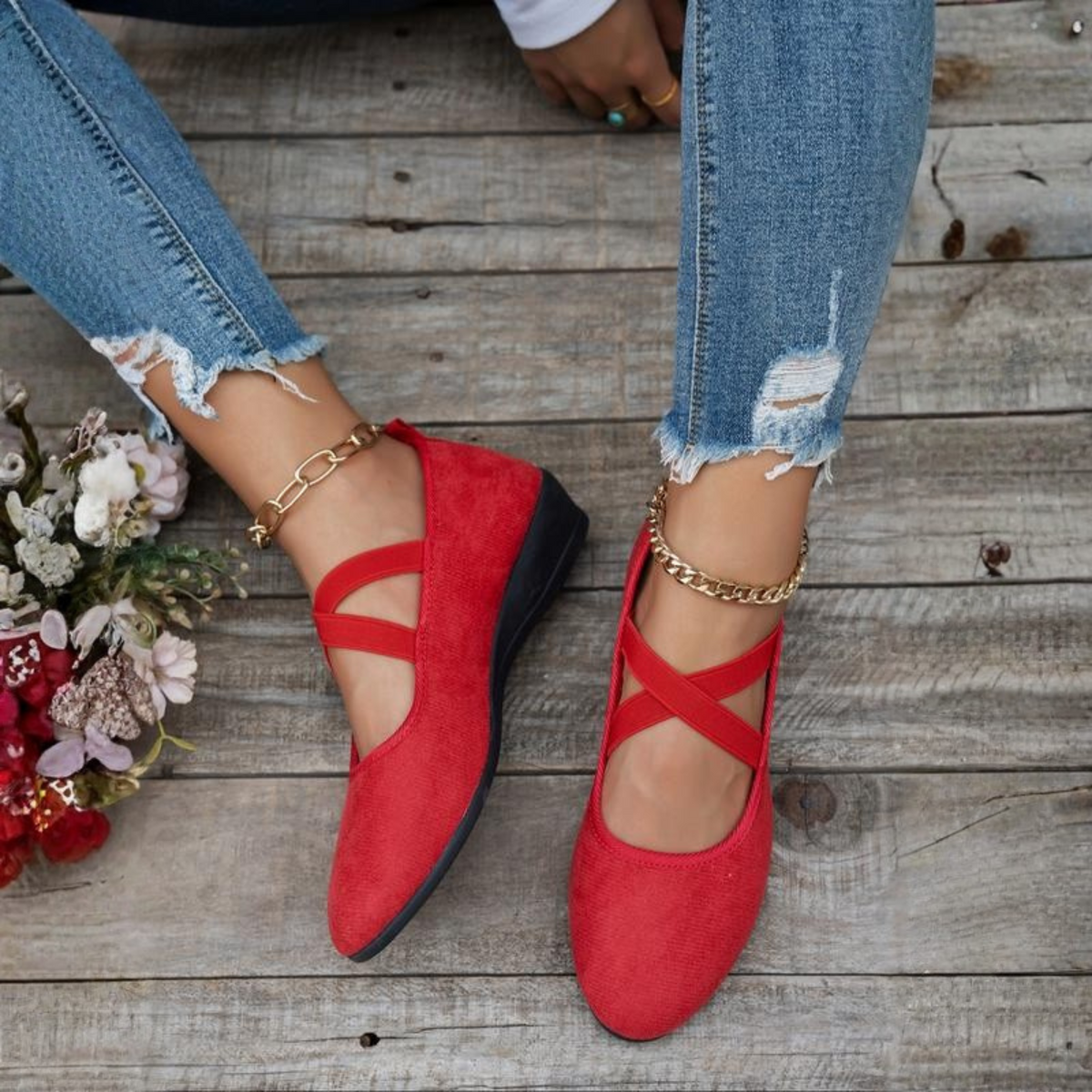 Calerinne | Women's Closed Toe Wedge Ballerina Shoes, Cushioned Comfort Wedges