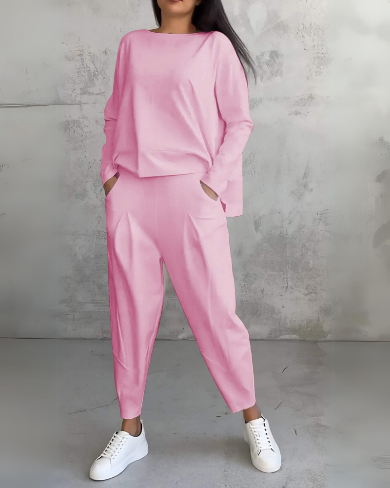 Jackquelin | Women's Two-Piece Lounge Set, Matching Top and Trousers Outfit