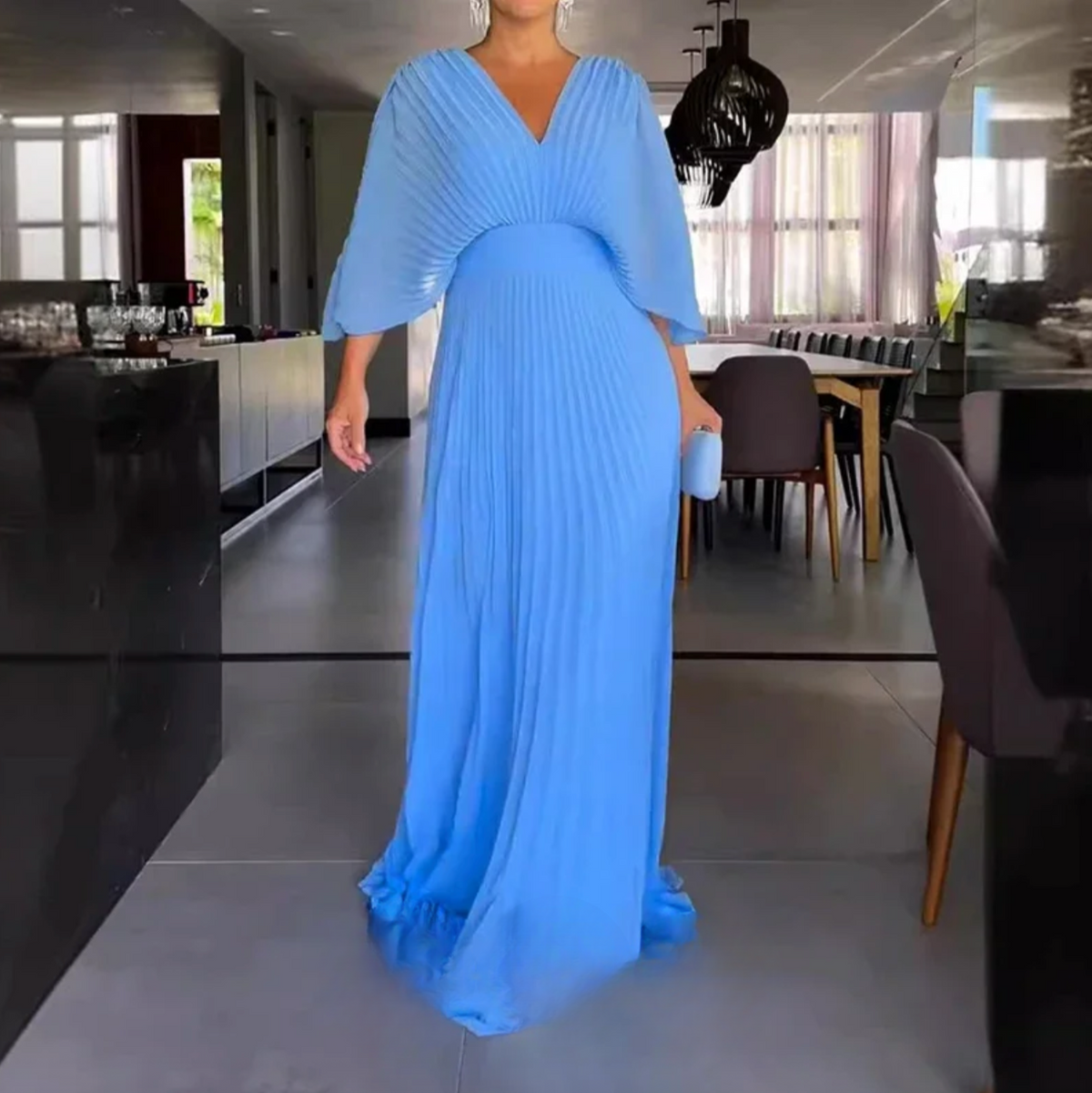 Greta | Women's Pleated Maxi Dress, Flowing Long Dress for Special Occasions