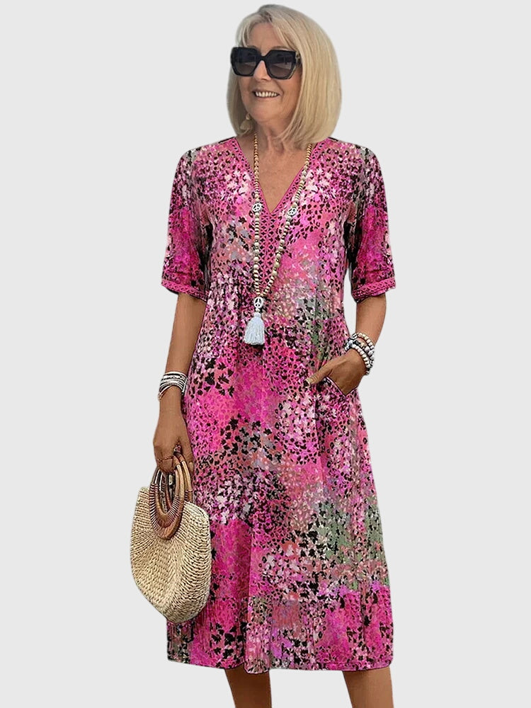 Bella | Women's Floral Print Midi Dress, Lightweight Garden Party Dress