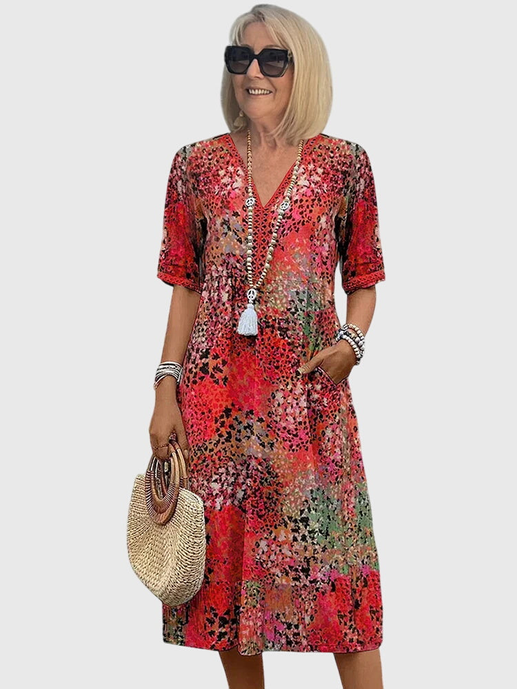 Bella | Women's Floral Print Midi Dress, Lightweight Garden Party Dress