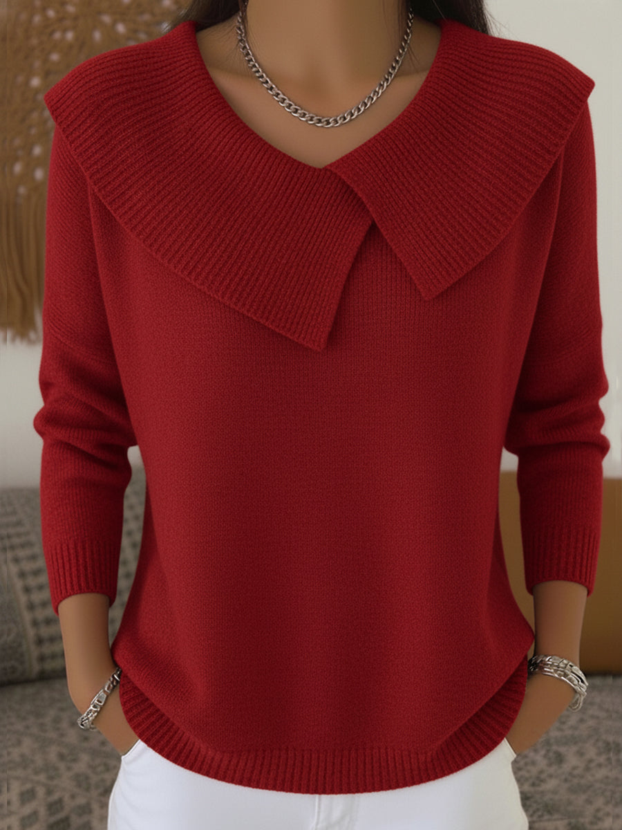 Cassidy | Women's Warm Collared Sweater, Pleat Detail Soft Knit Winter Pullover