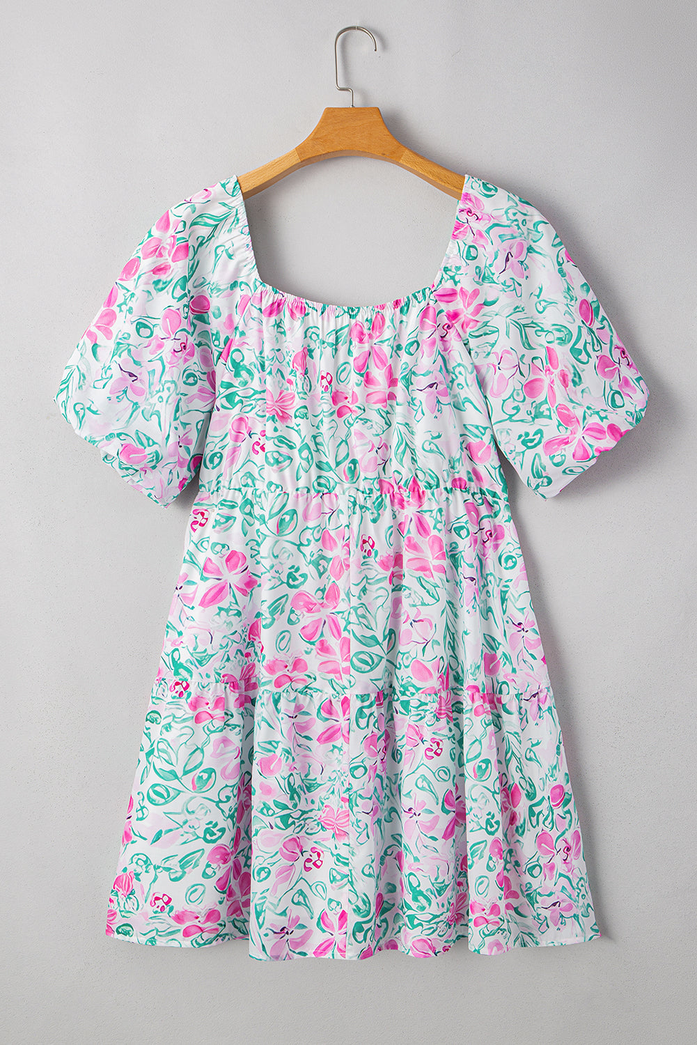 Luna | Women's Floral Recycled Polyester Mini Dress, Puff Sleeve Plus Size Dress