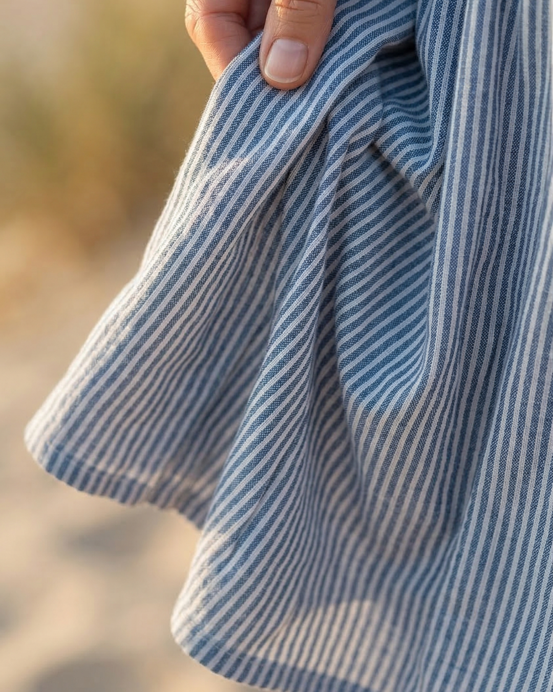 Brienne | Women's Striped A-Line Midi Dress, Three-Quarter Sleeve Casual Dress