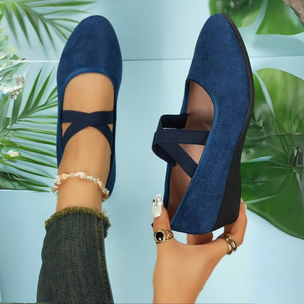 ANGEL | Women's Closed Toe Wedge Slip-On Shoes, Cushioned Comfort Wedges