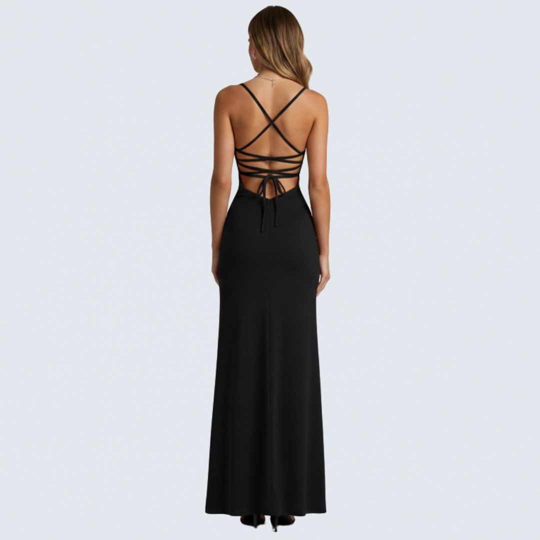 Marilyn | Women's Open-Back Slip Maxi Dress, Elegant Party Dress for Evening Occasions