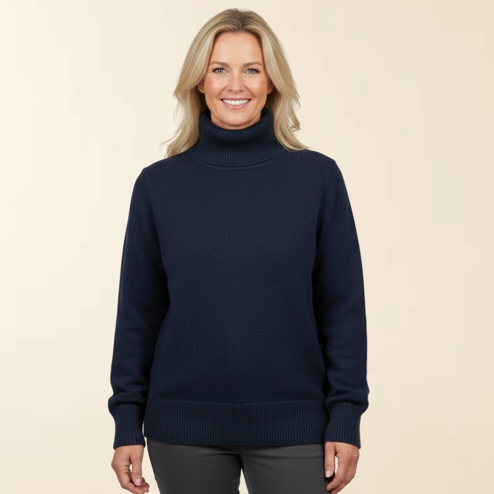 Anna | Women's Lined Turtleneck Sweater, Warm Stretch Knit Winter Pullover