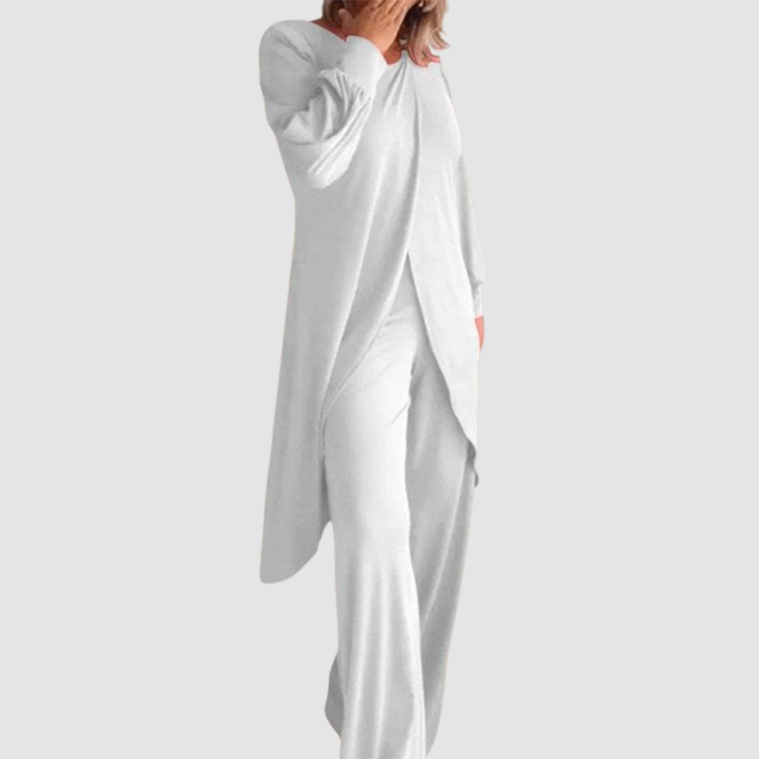 Laine | Women's Two-Piece Set, Longline Top and Relaxed Trousers Everyday Outfit
