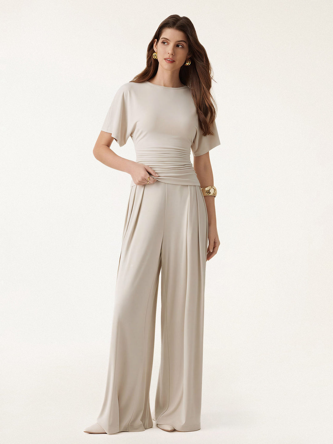 Women's Linen Collared V-Neck Midi Dress — Vacation Style