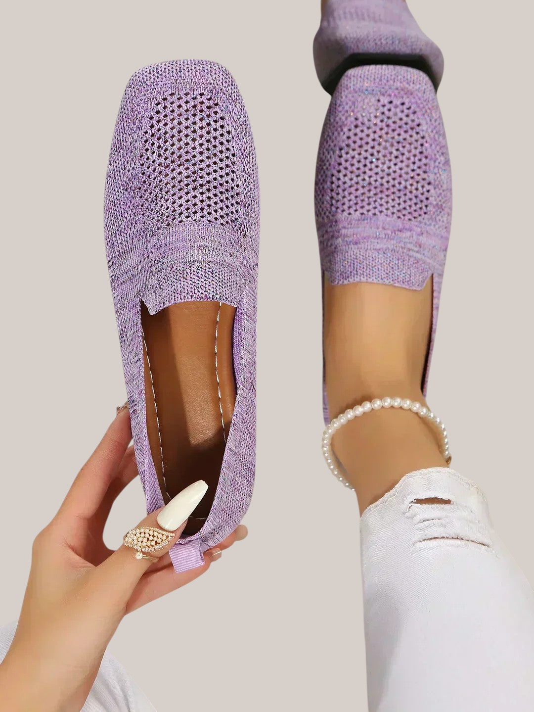 Elvira | Women's Mesh and Synthetic Leather Comfort Shoes, Low Heel Cushioned Walking Shoes